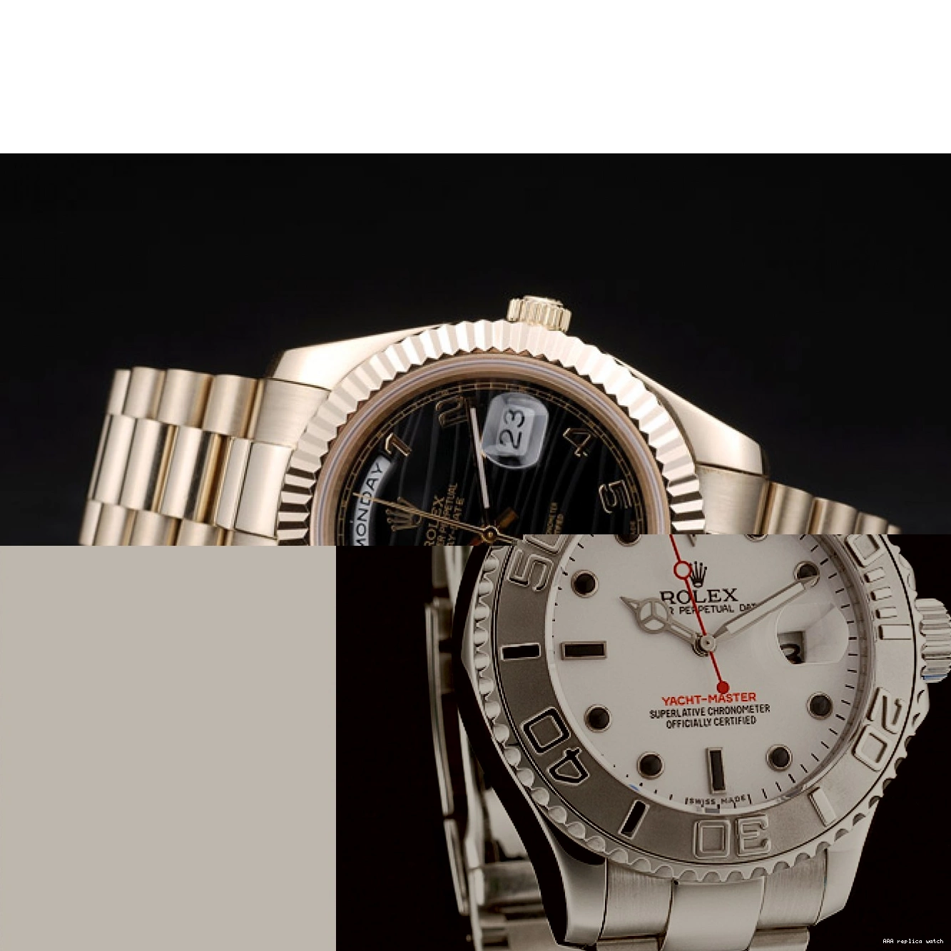 Rolex aaa copy Gold Dial DayDate Rolex Black Stainless 41998 Ribbed Steel Bezel Swiss 0709